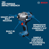 Bosch GDS18V-780N 18V Brushless 1/2" Mid-Torque Impact Wrench Bare Tool - 2