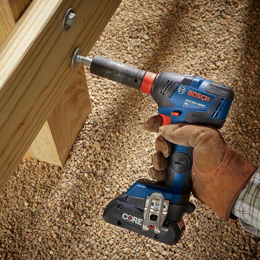 Bosch GDX18V-1800CB25 18V EC Brushless Connected-Ready Freak 1/4 In. and 1/2 In. Two-In-One Bit/Socket Impact Driver Kit with (2) CORE18V 4.0 Ah Compact Batteries - 6