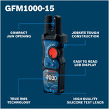 Bosch GFM1000-15 True RMS Fork Meter with Open Jaw Design for 200A AC and 1000V Testing - 2