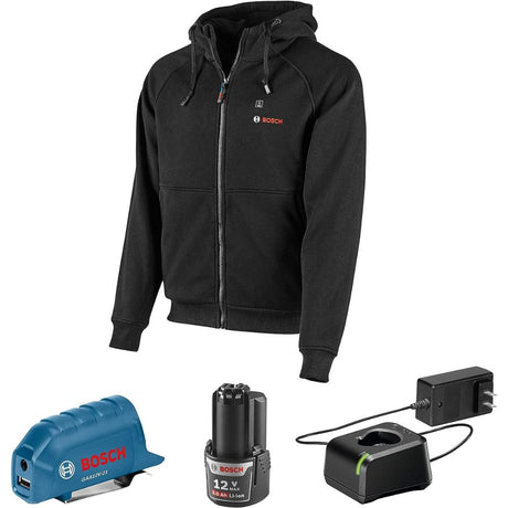 Bosch GHH12V-20SN12 12V Max Heated Hoodie Kit with Portable Power Adapter - Size Small