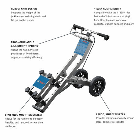 Bosch GHT130 Floor Removal Cart for 11335K Hammer with 5 Angle Positions