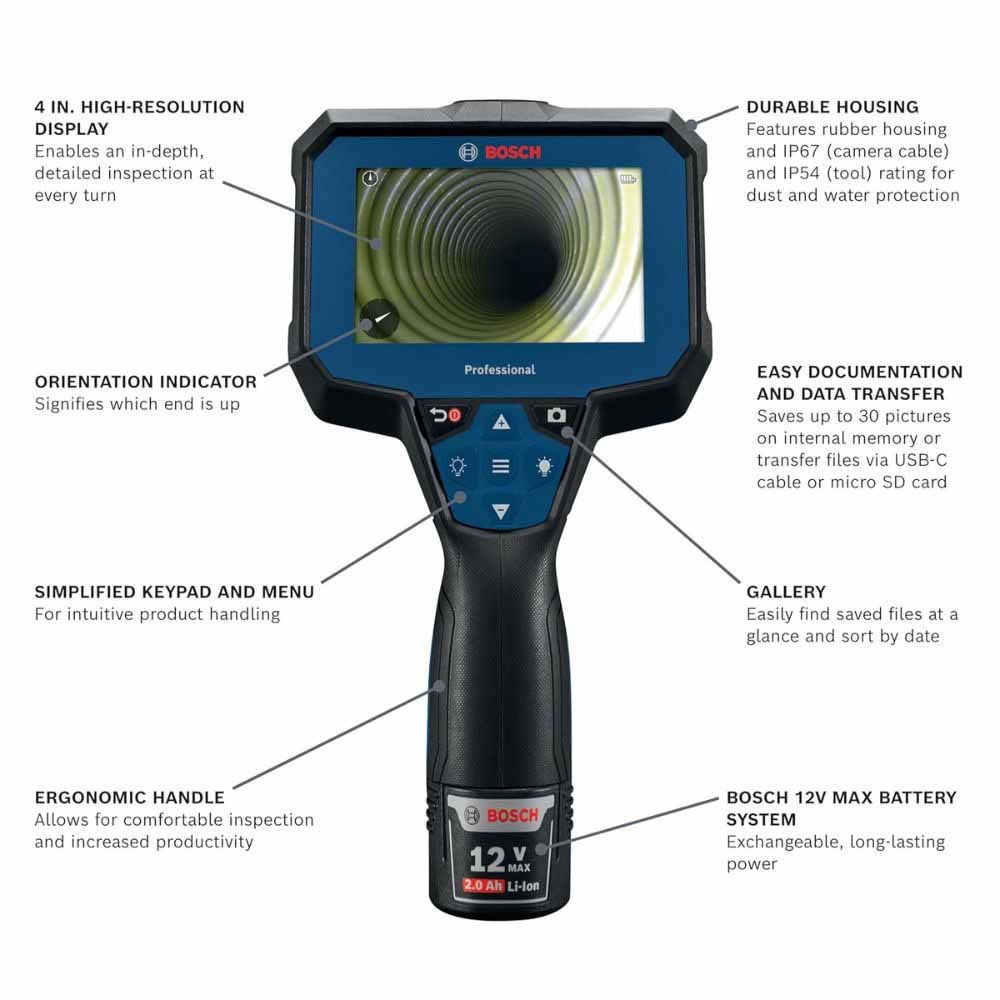 Bosch GIC4-23C 12V Connected 5 Ft. Handheld Inspection Camera - 2