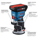 Bosch GKF18V-25PL14 18V Brushless Colt Palm Router Kit with (1) CORE18V 4 Ah Advanced Power Battery and Plunge Base - 2