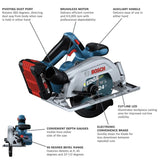 Bosch GKS18V-22B25 18V Brushless Blade-Right 6-1/2" Circular Saw Kit with (2) CORE18V 4.0 Ah Compact Batteries - 2