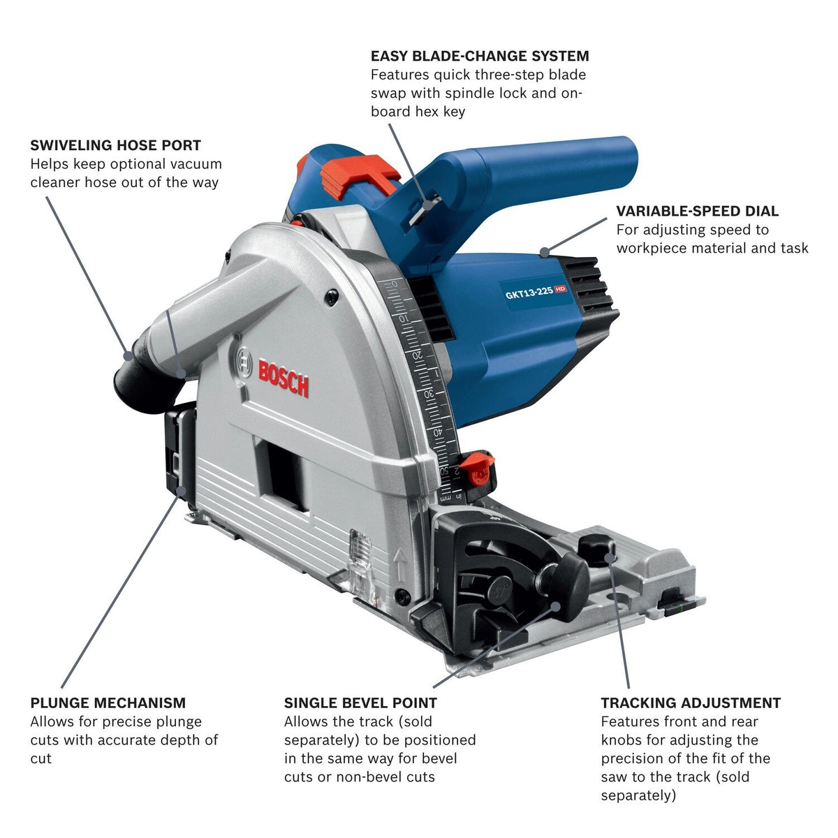 Bosch GKT13-225L 6-1/2" Corded Track Saw with Plunge Action and L-Boxx Carrying Case - 2