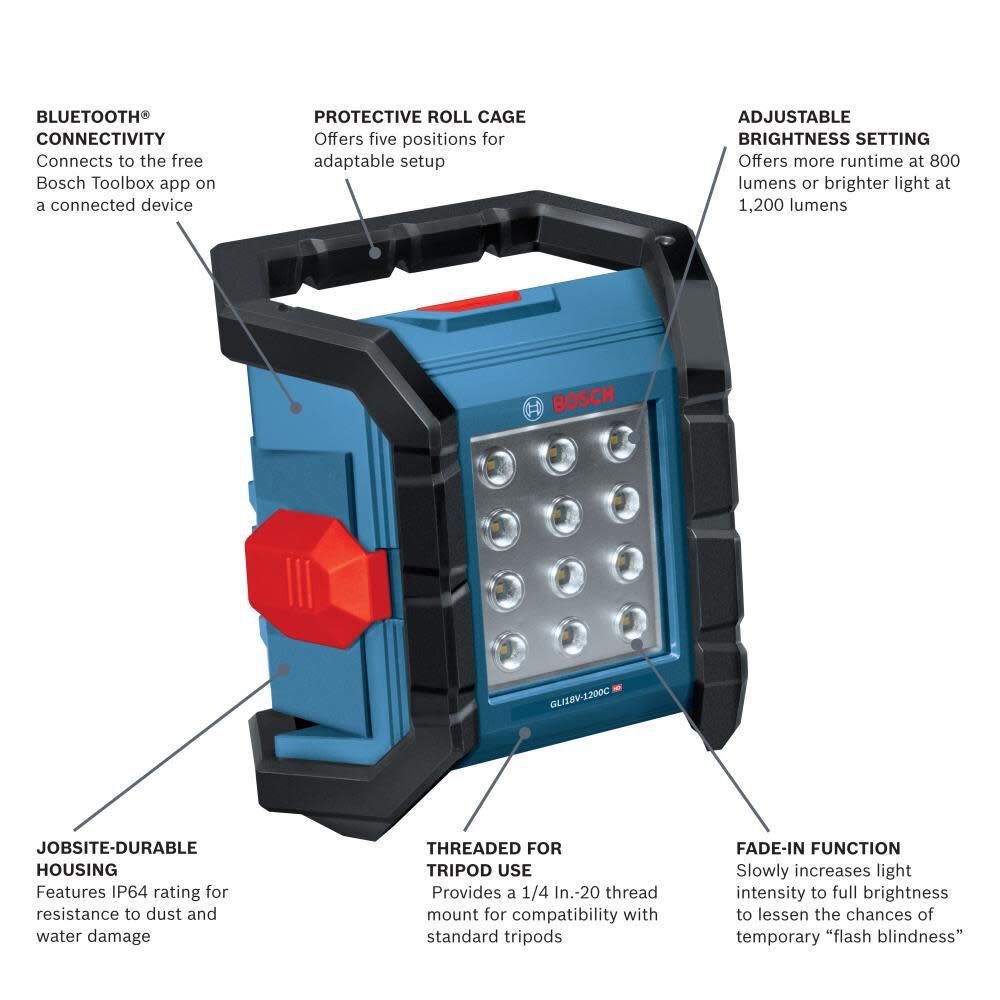 Bosch GLI18V-1200CN 18V Connected LED Floodlight (Bare Tool) - 2