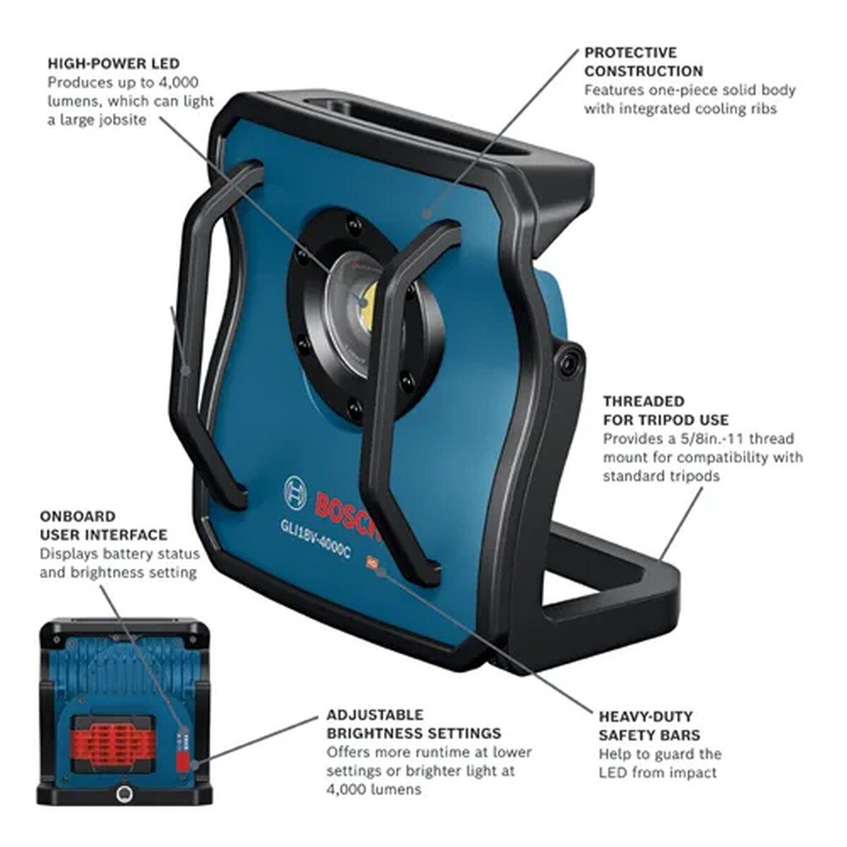 Bosch GLI18V-4000CN 18V LED Connected Floodlight 4,000 Lumens (Bare Tool) - 2