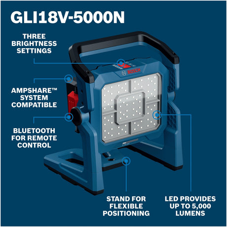 Bosch GLI18V-5000N 18V LED Floodlight Bare Tool with 5000 Lumens