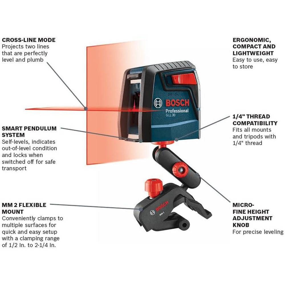 Bosch GLL 30 S 1.5V Self-level Cross-Line laser - 2