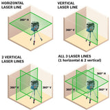 Bosch GLL3-330CG-B 360 Degrees 3 Plane Green Beam Self-Leveling Line Laser Kit - 3