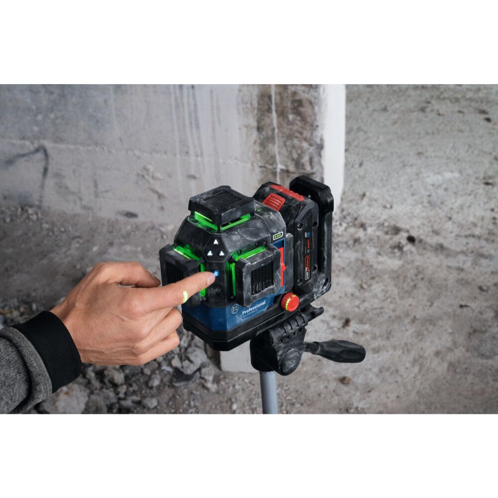 Bosch GLL330-80CGL 18V 360 Degree Connected Green-Beam Three-Plane Leveling and Alignment Laser with (1) 4 Ah Battery - 12