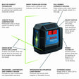 Bosch GLL50-20GL Self-Leveling Cross-Line Laser with Li-ion Battery - Green - 2