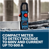 Bosch GMC600-15 True RMS 600A Clamp Meter with 1.18" Jaw Opening and Test Leads - 3