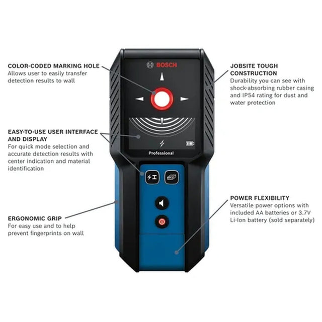 Bosch GMS120-27 Wall Scanner for Wood and Metal Stud and Live Wire Detection (Kit) - 2