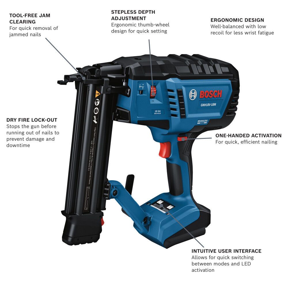 Bosch GNH18V-18MN 18V Brushless 18-Gauge Brad Nailer (Bare Tool) - 2