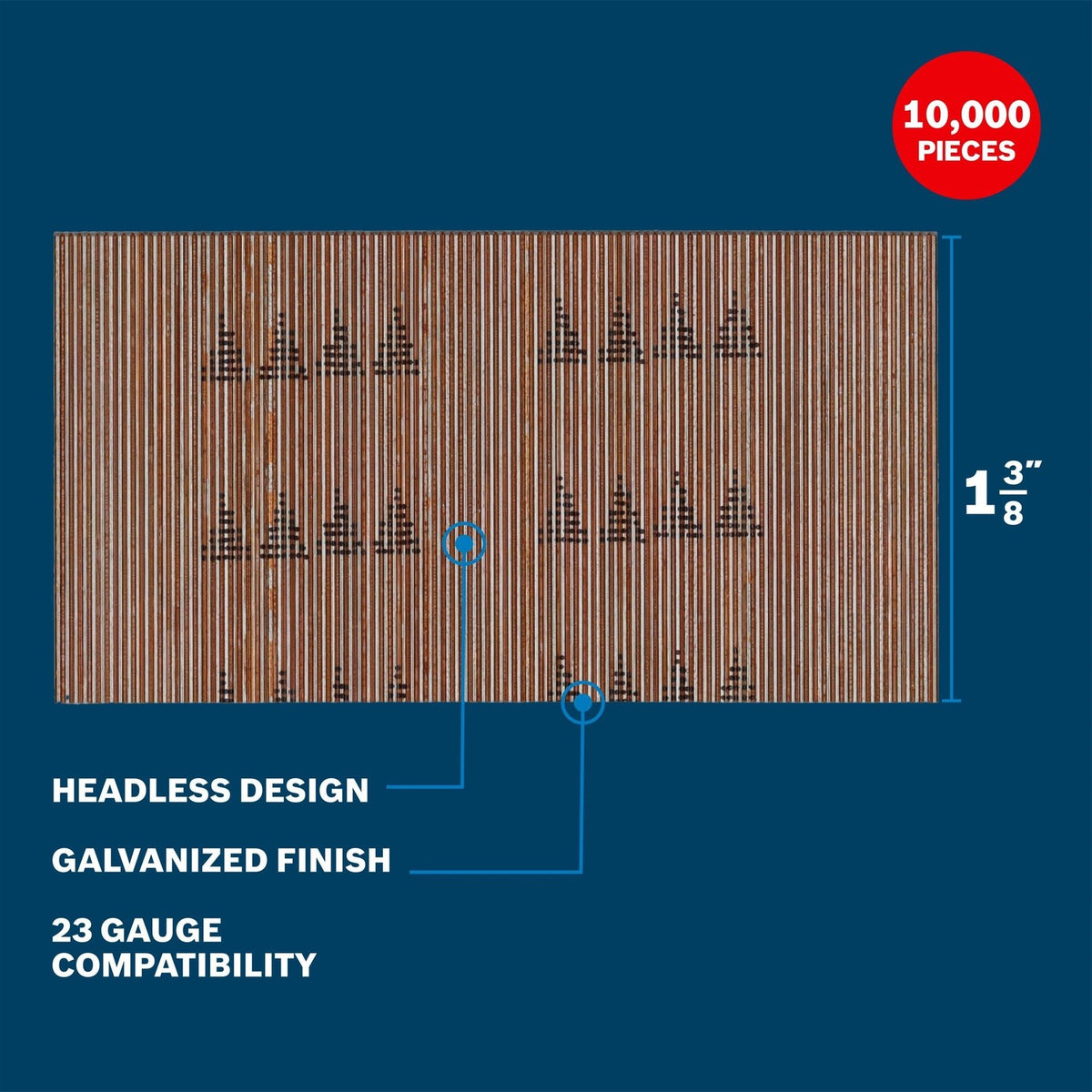 Bosch GNH23G137GV 1-3/8" 23 Gauge Galvanized Headless Pin Nails (10,000 Count)