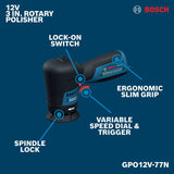 Bosch GPO12V-77N 12V Compact Cordless Brushless 3" Rotary Polisher (Bare Tool) - 3