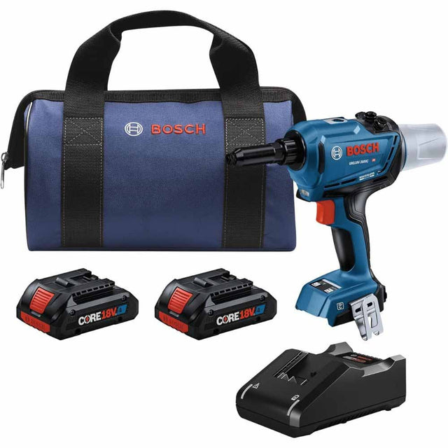 Bosch GRG18V-3600CB24 18V Brushless Rivet Gun w/ (2) CORE18V 4 Ah Advanced Power Battery