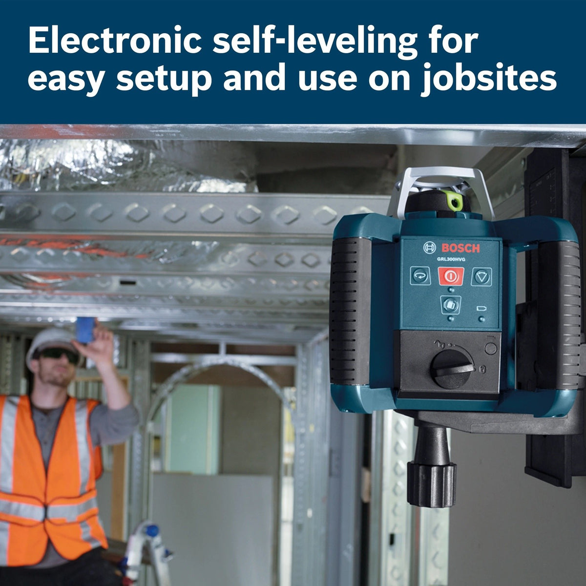 Bosch GRL 300 HVG Self Leveling Green Beam Rotary Laser with Layout Beam and 1000' Range - 4