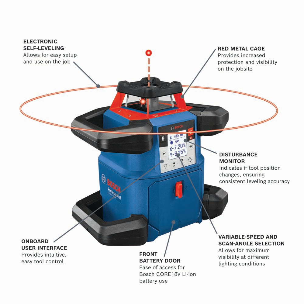 Bosch GRL4000-80CHVK 18V REVOLVE4000 Connected Self-Leveling Horizontal/Vertical Rotary Laser Kit - 2