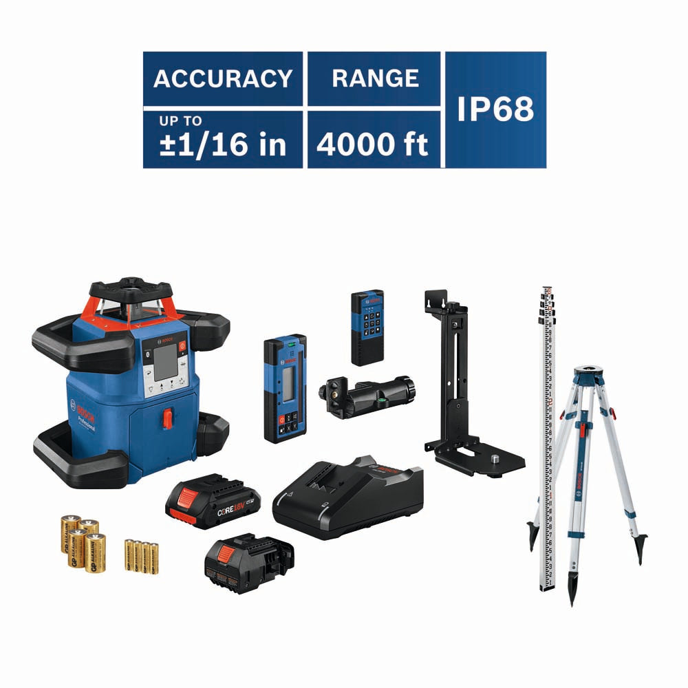 Bosch GRL4000-80CHVK 18V REVOLVE4000 Connected Self-Leveling Horizontal/Vertical Rotary Laser Kit - 9