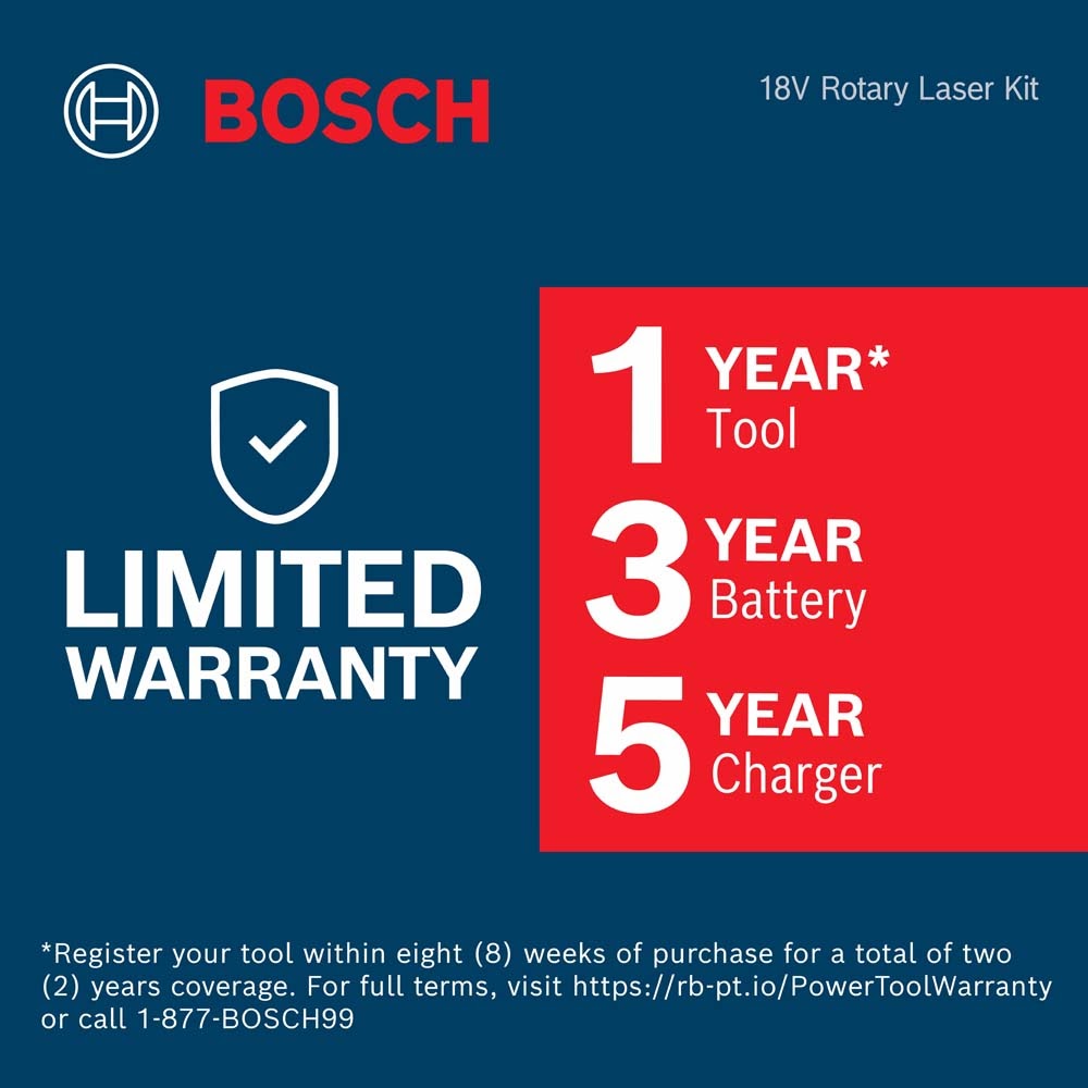 Bosch GRL4000-80CHVK 18V REVOLVE4000 Connected Self-Leveling Horizontal/Vertical Rotary Laser Kit - 15