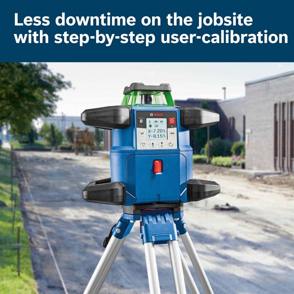 Bosch GRL4000-90CHVGK 18V REVOLVE4000 Connected Green-Beam Self-Leveling Horizontal/Vertical Rotary Laser Kit with (1) CORE18V 4 Ah Advanced Power Battery - 12