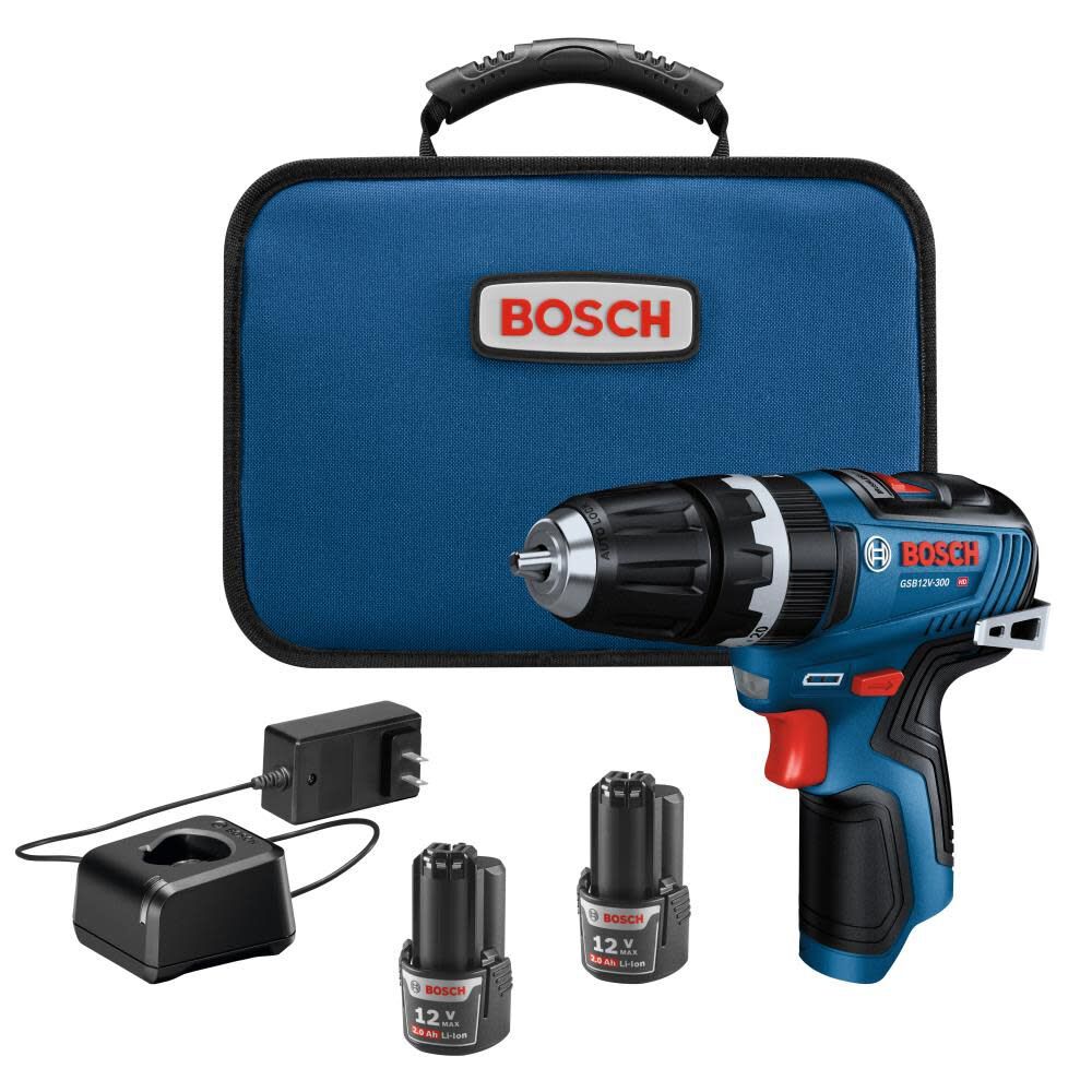 Bosch GSB12V-300B22 12V Max Brushless 3/8 In. Hammer Drill/Driver Kit with (2) 2.0 Ah Batteries