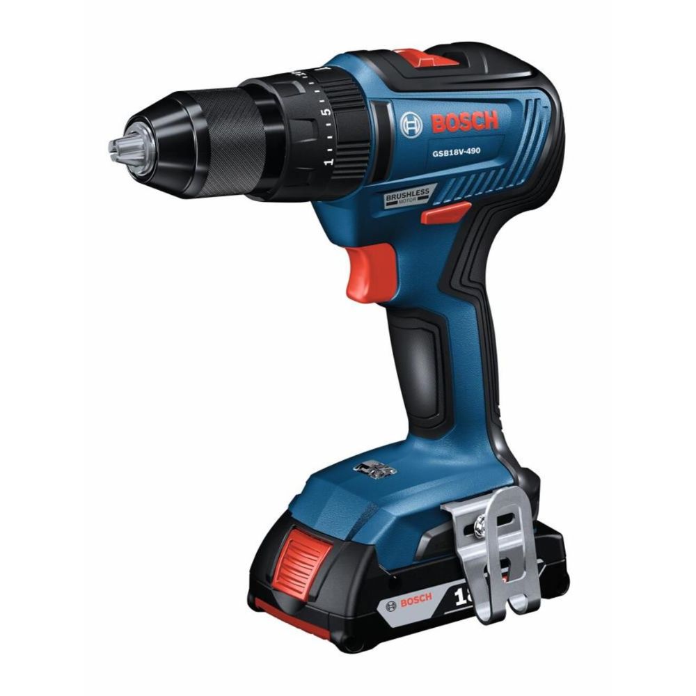 Bosch GSB18V-490B12 18V EC Brushless 1/2 In. Hammer Drill/Driver Kit with (1) 2 Ah Standard Power Battery - 3