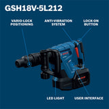 Bosch GSH18V-5L212 18V SDS-max Demolition Hammer Kit with L-BOXX-2 Case (2 Batteries, 1 Charger) - 2