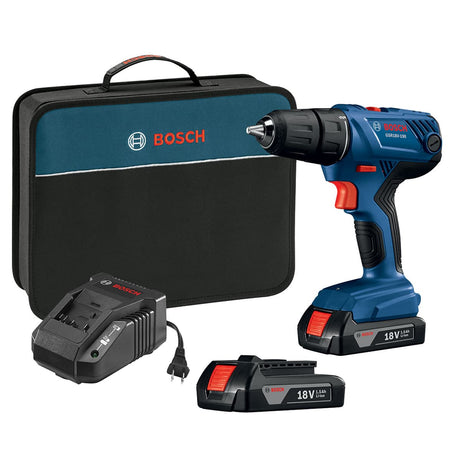 Bosch GSR18V-190B22 18V Compact 1/2" Drill/Driver Kit with 2-SlimPack Batteries