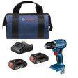 Bosch GSR18V-400B22 18V Compact Brushless 1/2" Drill/Driver Kit with (2) 2.0 Ah SlimPack Batteries