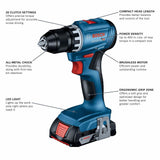 Bosch GSR18V-400B22 18V Compact Brushless 1/2" Drill/Driver Kit with (2) 2.0 Ah SlimPack Batteries - 2