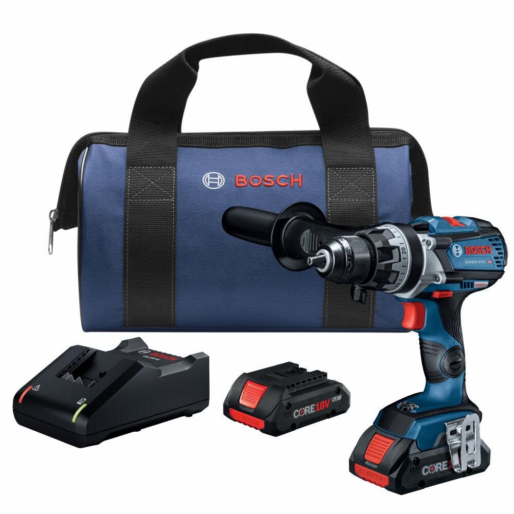 Bosch GSR18V-975CB25 18V Brushless Connected-Ready 1/2 In. Drill/Driver Kit with (2) CORE18V 4 Ah Advanced Power Batteries