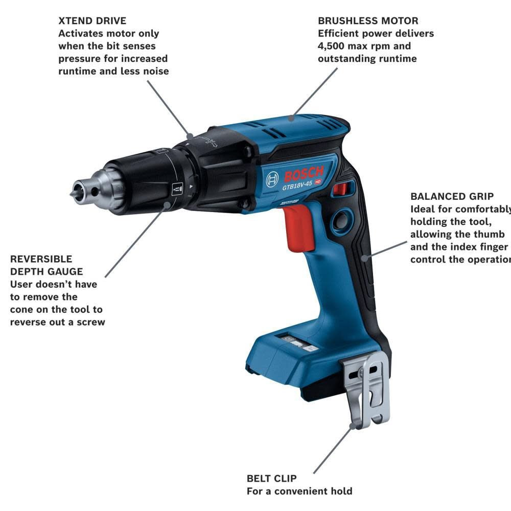 Bosch GTB18V-45B15 18V Brushless Screwgun Kit w/ (1) 4.0 Ah CORE Compact Battery - 2