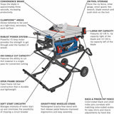 Bosch GTS15-10 15 Amp 10" Jobsite Table Saw with Gravity Rise Wheeled Stand - 2