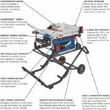 Bosch GTS15-10 15 Amp 10" Jobsite Table Saw with Gravity Rise Wheeled Stand - 2