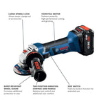 Bosch GWS18V-45B15 18V 4-1/2 In. Angle Grinder Kit with (1) CORE18V 4.0 Ah Compact Battery - 2