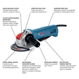 Bosch GWX10-45DE 4-1/2" 10A X-Lock Ergonomic Angle Grinder with No Lock-On Paddle Switch - 3