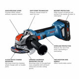 Bosch GWX18V-8B15 18V X-LOCK Brushless 4-1/2 In. Angle Grinder Kit with (1) CORE18V 4 Ah Advanced Power Battery - 2