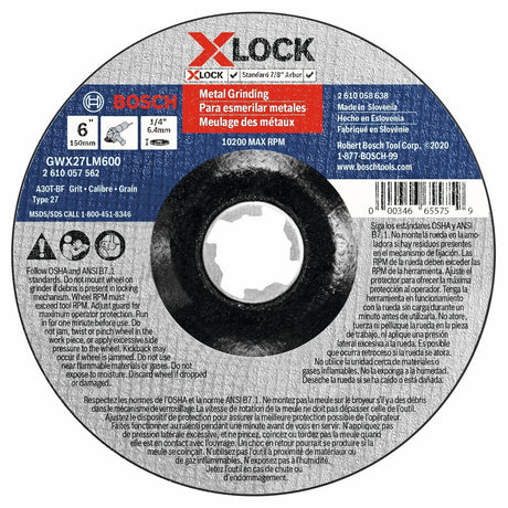 Bosch GWX27LM600 6" x 1/4" X-LOCK Type 27 30 Grit Metal Grinding Abrasive Wheel