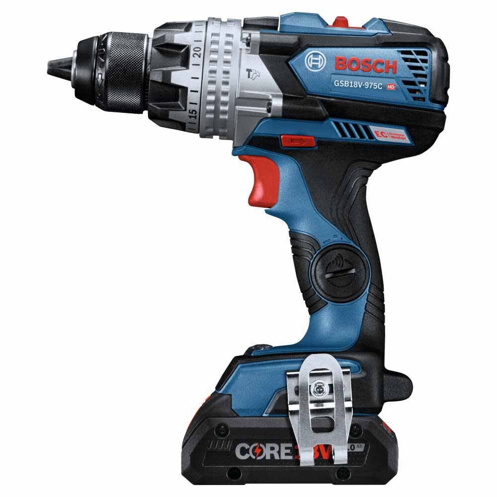 Bosch GXL18V-227B25 18V 2-Tool Brushless Combo Kit w/ Socket Ready Impact Driver (GDX18V-1860C),   Brute Tough 1/2 In. Hammer Drill/Driver (GSB18V-975C) w/ (2) 4.0 Ah CORE Compact Batteries - 4