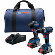 Bosch GXL18V-238B25 18V 2-Tool Combo Kit with Connected-Ready 1/4 In. Hex Impact Driver, Connected-Ready Compact Tough 1/2 In. Drill/Driver and (2) CORE18V 4.0 Ah Batteries