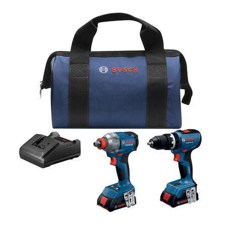 Bosch GXL18V-241B22 18V Brushless 2-Tool Combo Kit with 1/2" Hammer Drill Driver, 2-In-1 Impact Driver Wrench and Charger (2 Batteries)