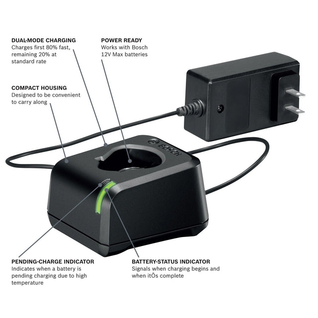 Bosch GXS12V-01N12 12V Max Lithium-Ion Battery and Charger Starter Kit (1 Battery, 1 Charger)