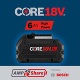 Bosch GXS18V-19N16 CORE18V High Power Starter Kit with (1) CORE18V 6 Ah High Power Battery and (1) GAL18V-160C 18V Turbo Battery Charger - 6