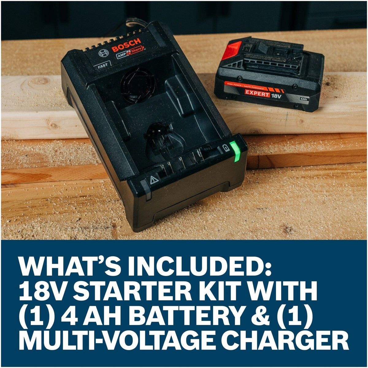 Bosch GXS18V-25N14X 18V Starter Kit with 4 Ah High Power Battery and 12V 18V Multi-Voltage Fast Charger (2 Pack) - 3