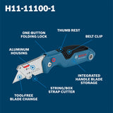 Bosch H11-11100-1 Folding Utility Knife with Aluminum Housing, One-Button Lock and Belt Clip - 2