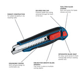 Bosch H11-14100-1 Folding and 18 mm Snap Off Utility Knife Set (2 Pack) - 2