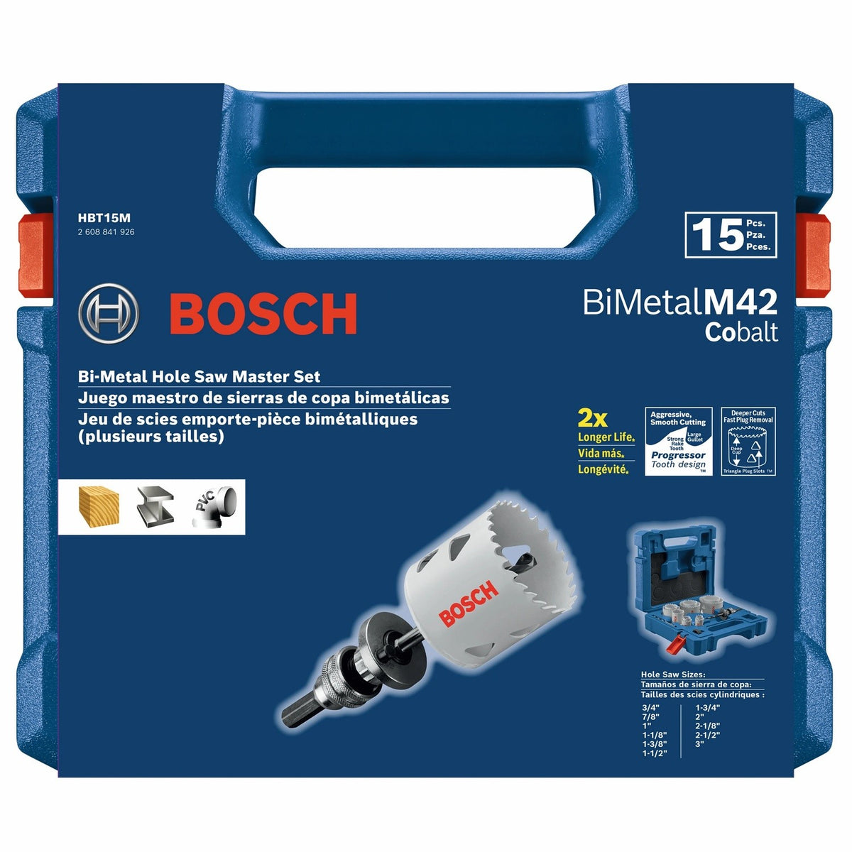 Bosch HBT15M Bi Metal Hole Saw Set for Wood Metal and Plastic with Case (15 Pack) - 3